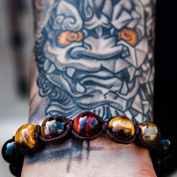 Braided Tiger Eye & Obsidian Bracelet - Empire of the Gods