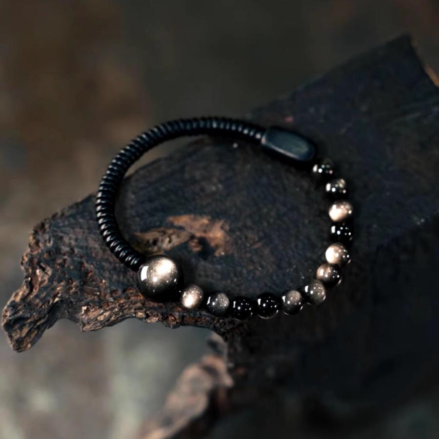 Silver Moon Obsidian Bracelet - Empire of the Gods