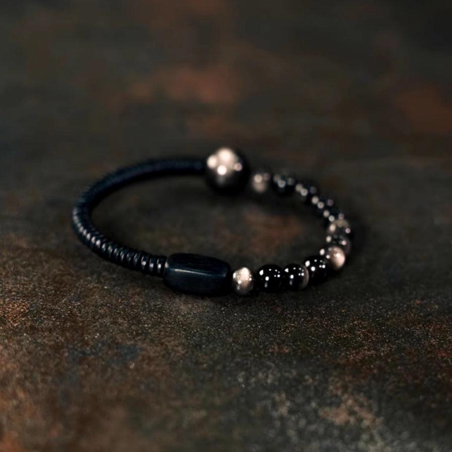Silver Moon Obsidian Bracelet - Empire of the Gods
