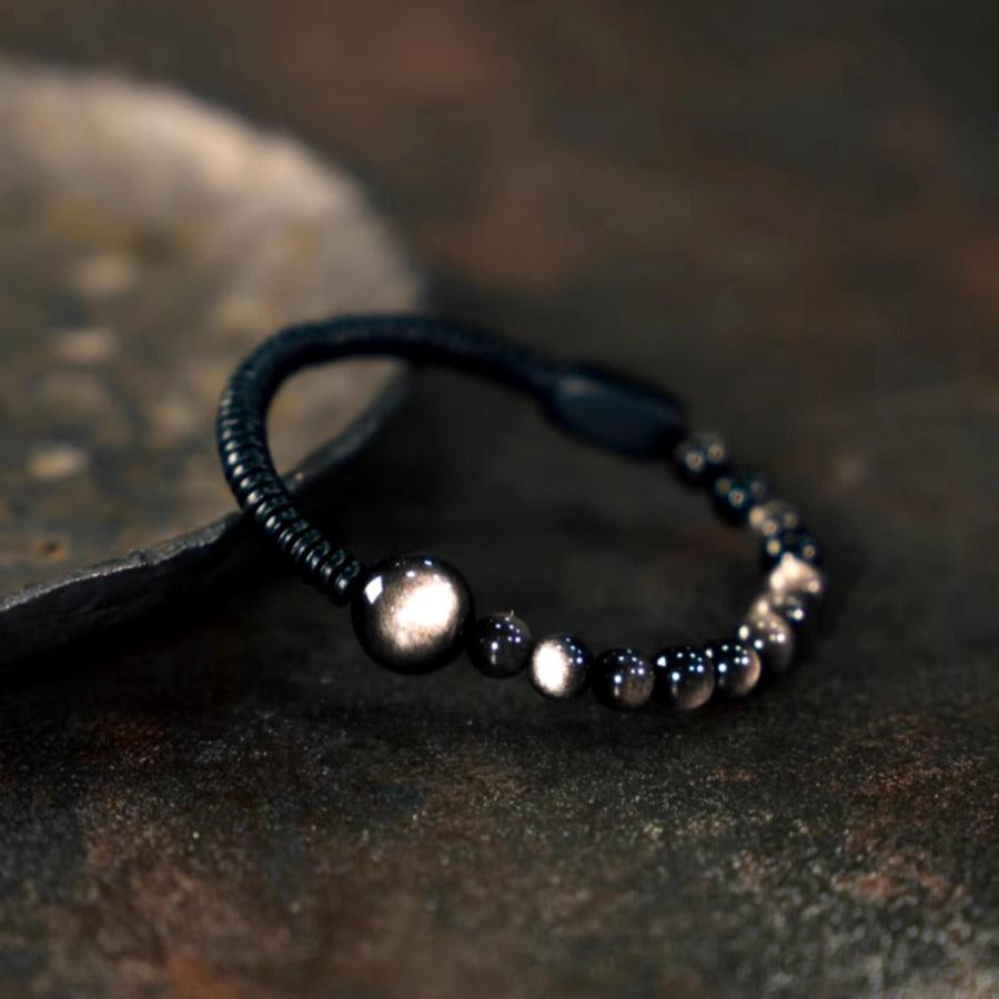 Silver Moon Obsidian Bracelet - Empire of the Gods