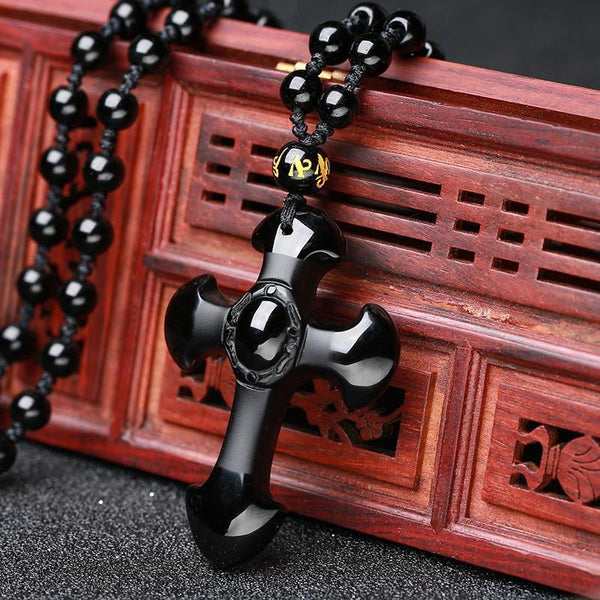 Obsidian Cross Necklace - Empire of the Gods