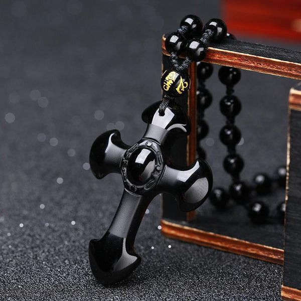 Obsidian Cross Necklace - Empire of the Gods