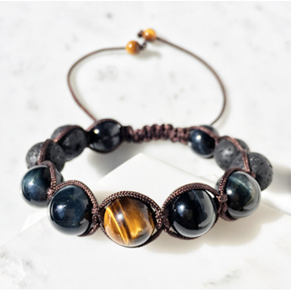 Blue Tiger Eye & Lava Bracelet