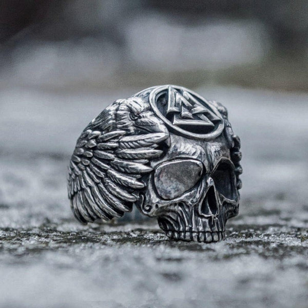 Valknut Skull Ring