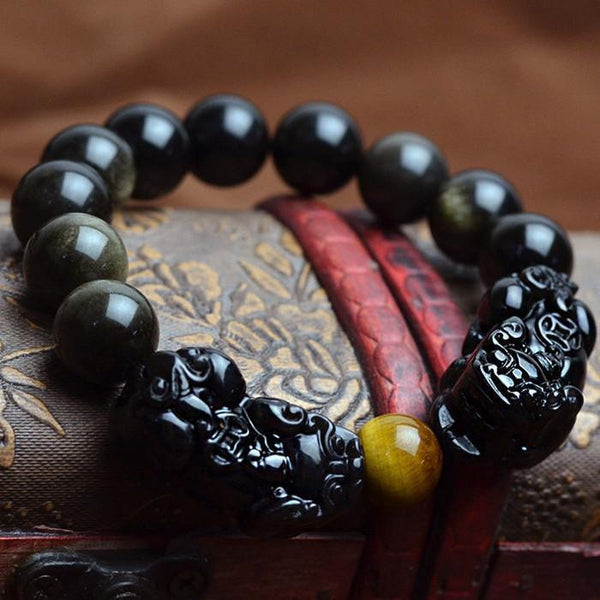 Obsidian Pixiu Beads Bracelet