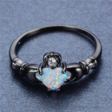 Heart Cut Rainbow Opal Ring - Empire of the Gods