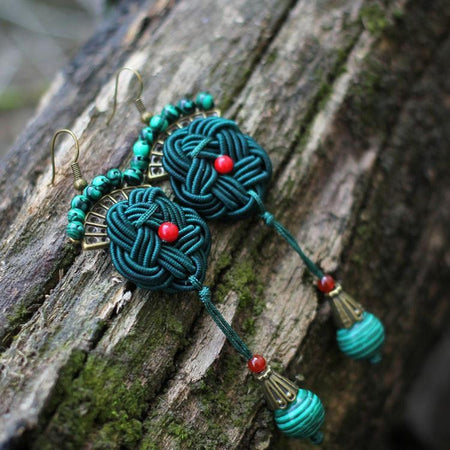 Handmade Ethnic Wenge & Gemstones Fish Pendant Necklace