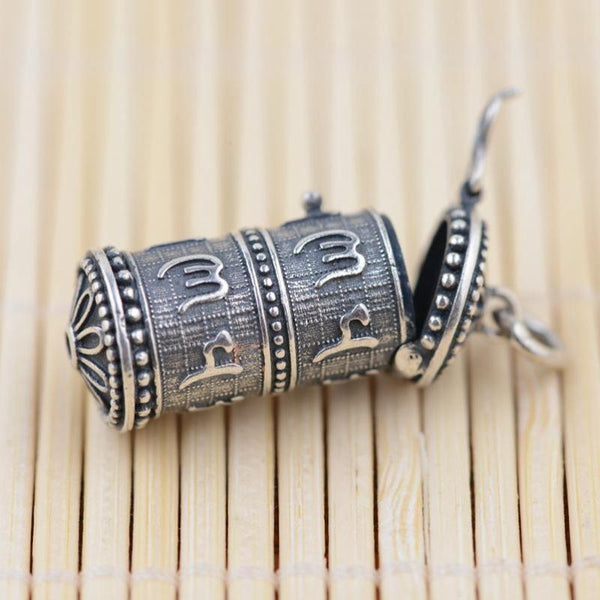 Tibetan prayer deals wheel necklace