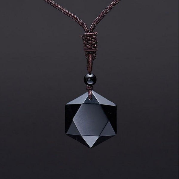 Obsidian Star of David Necklace