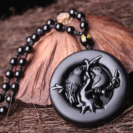 Obsidian Dragon Coin Necklace