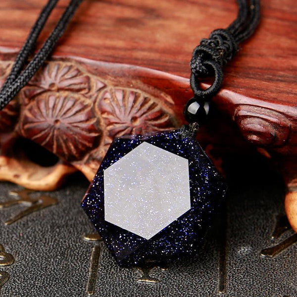 Blue Sandstone Star of David Necklace