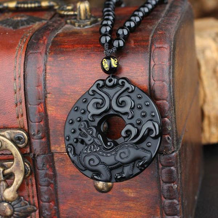 Obsidian Wolf Necklace