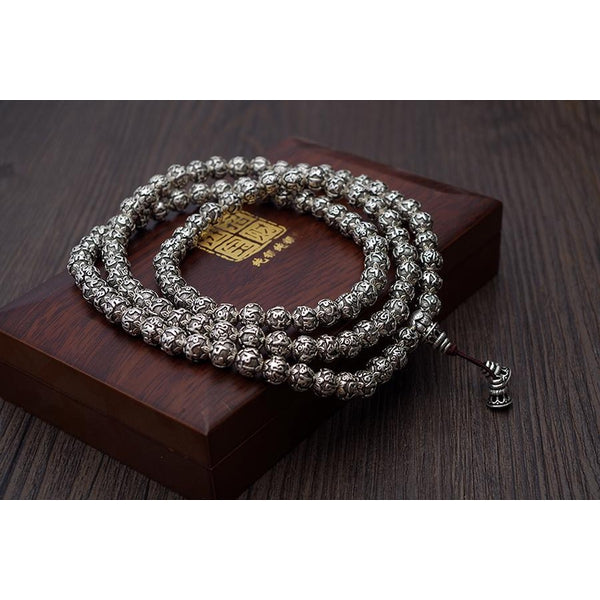 Silver Mantra Prayer Beads - Empire of the Gods