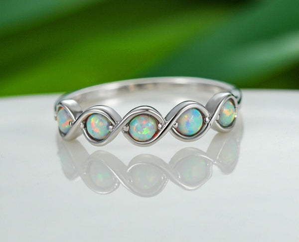 White Fire Opal Ring - Empire of the Gods