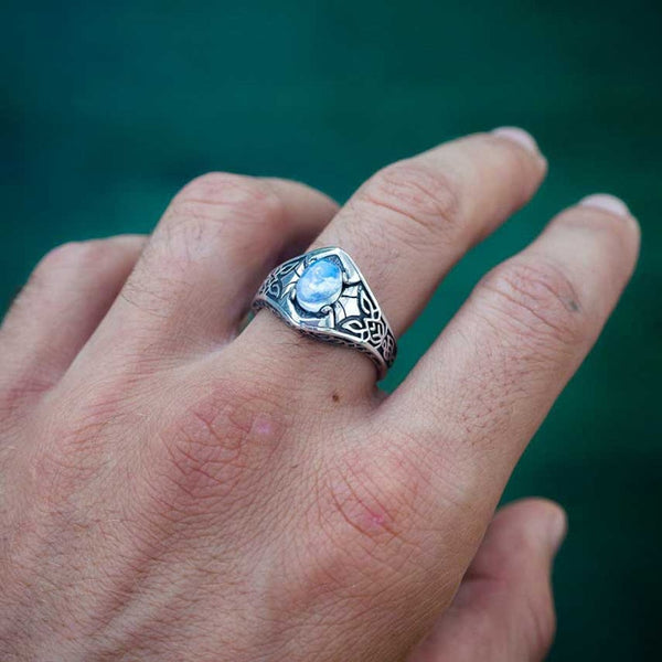 Celtic Engraved Moonstone Ring - Empire of the Gods