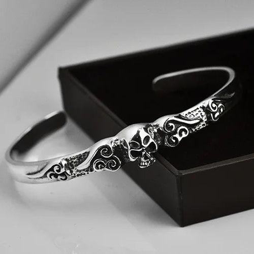 Silver Skull Cuff Bracelet - Empire of the Gods