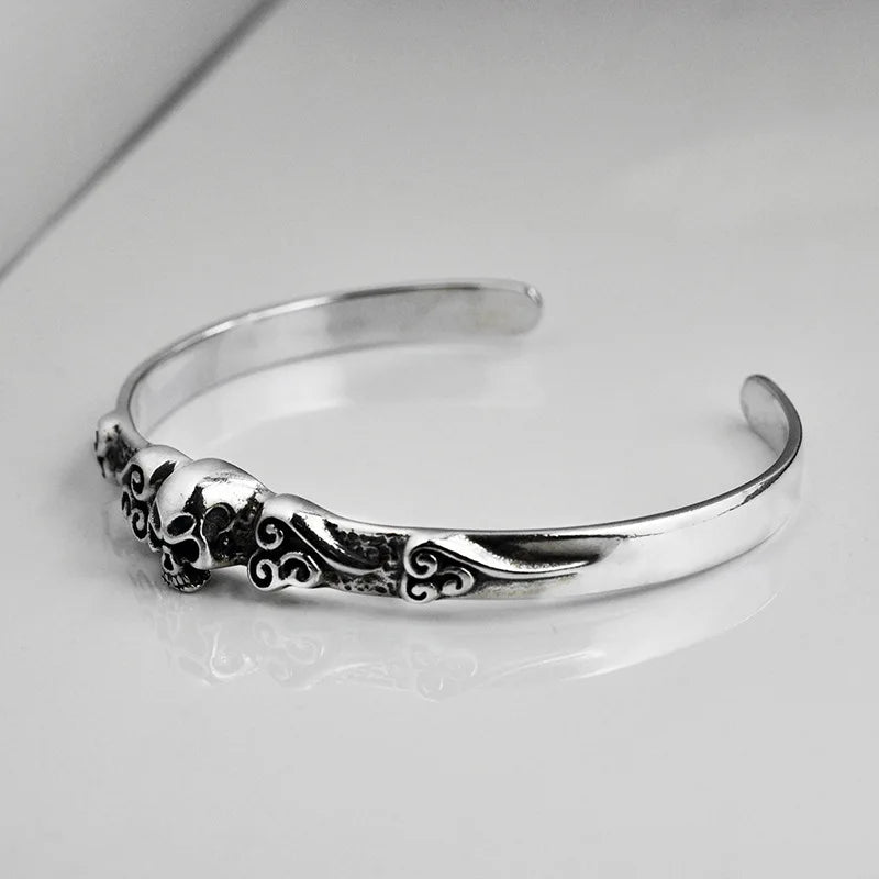 Silver Skull Cuff Bracelet - Empire of the Gods