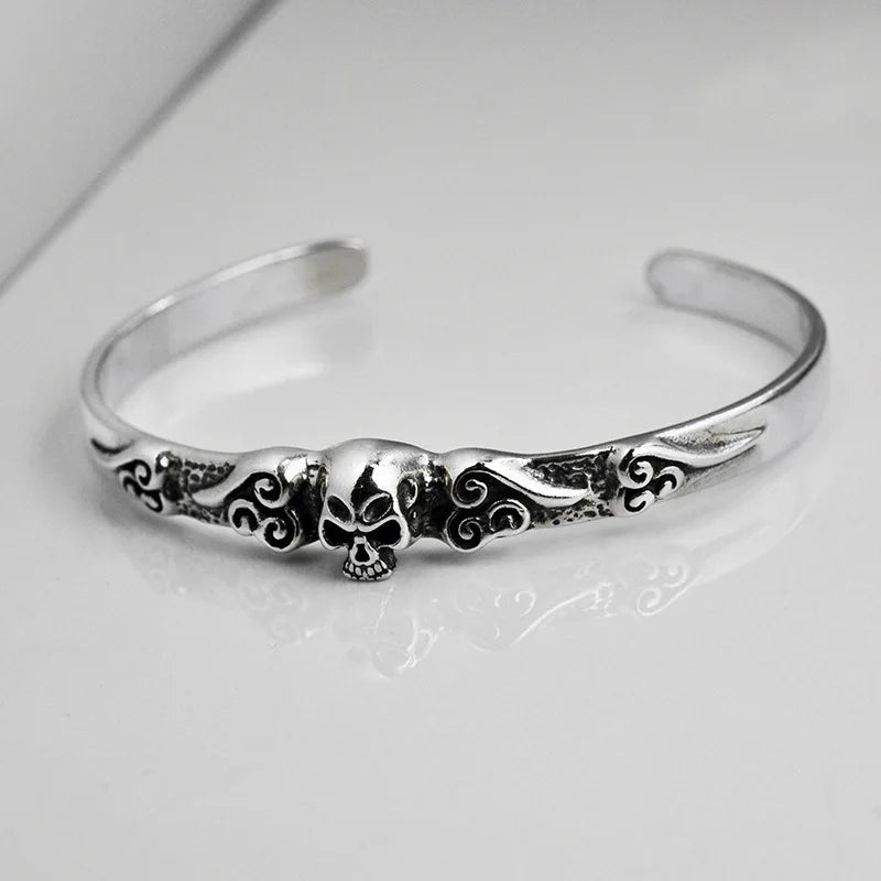 Silver Skull Cuff Bracelet - Empire of the Gods