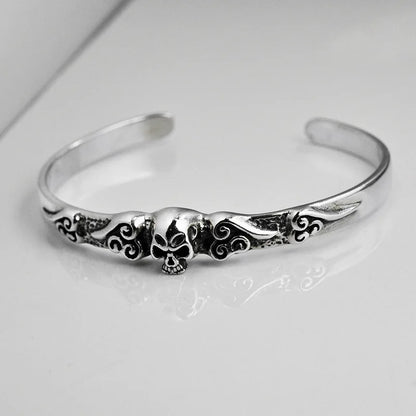 Silver Skull Cuff Bracelet - Empire of the Gods