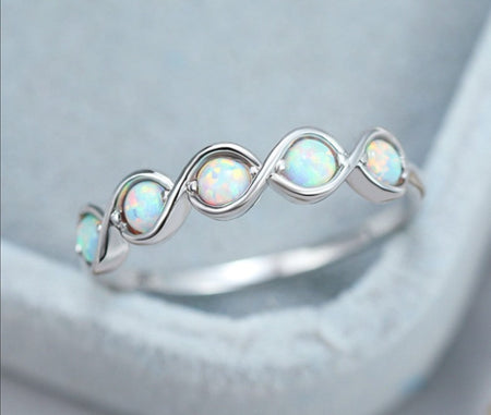Heart Cut Rainbow Opal Ring