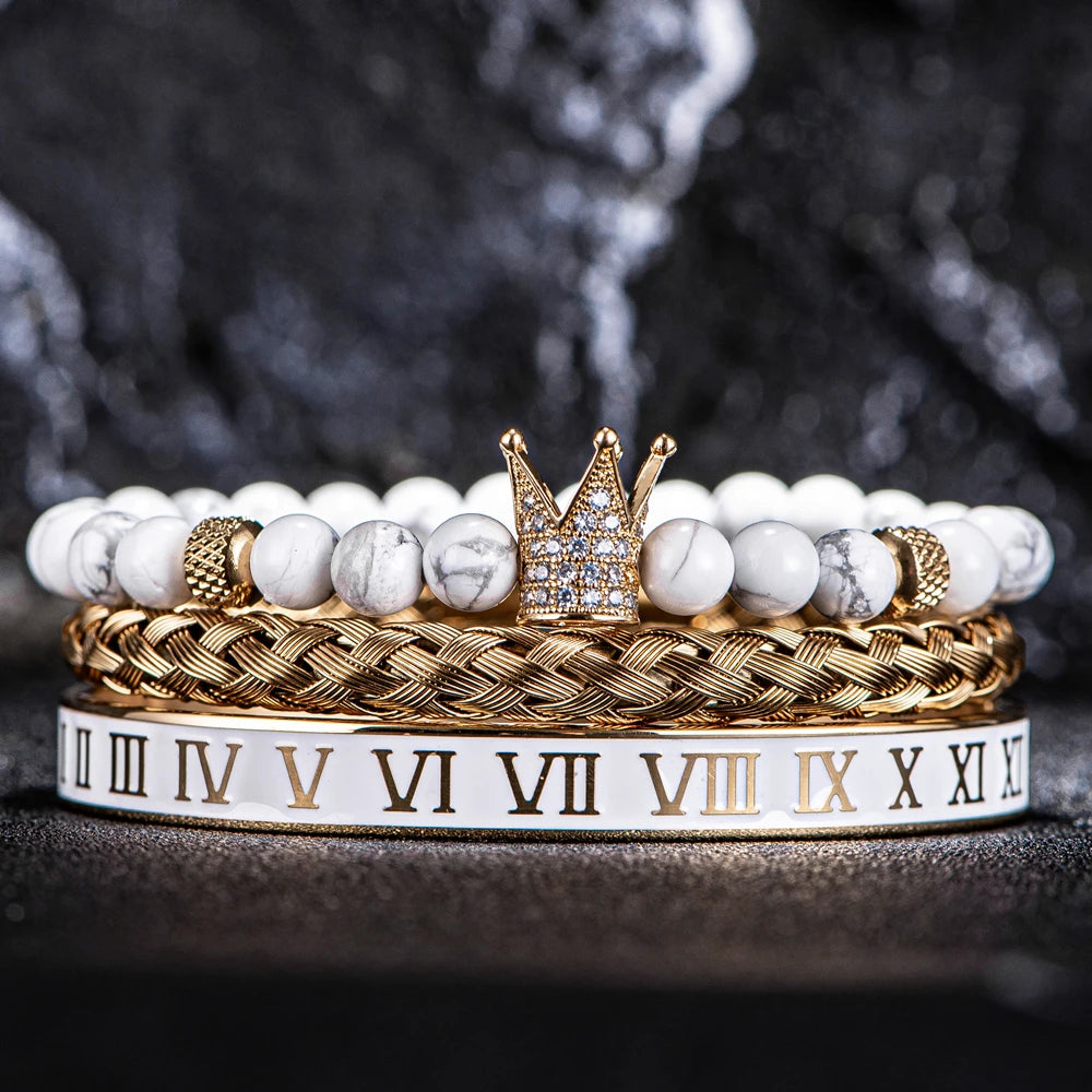 White Turquoise Crown Bracelets - Empire of the Gods