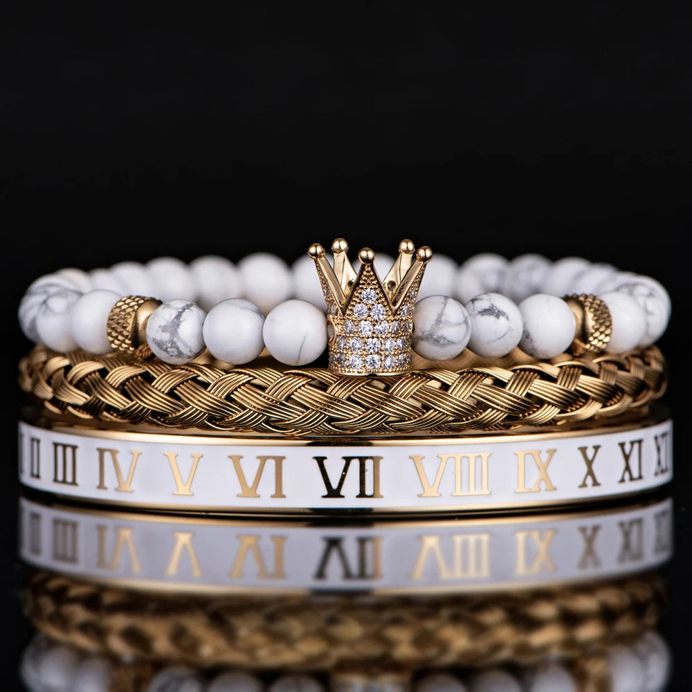 White Turquoise Crown Bracelets - Empire of the Gods