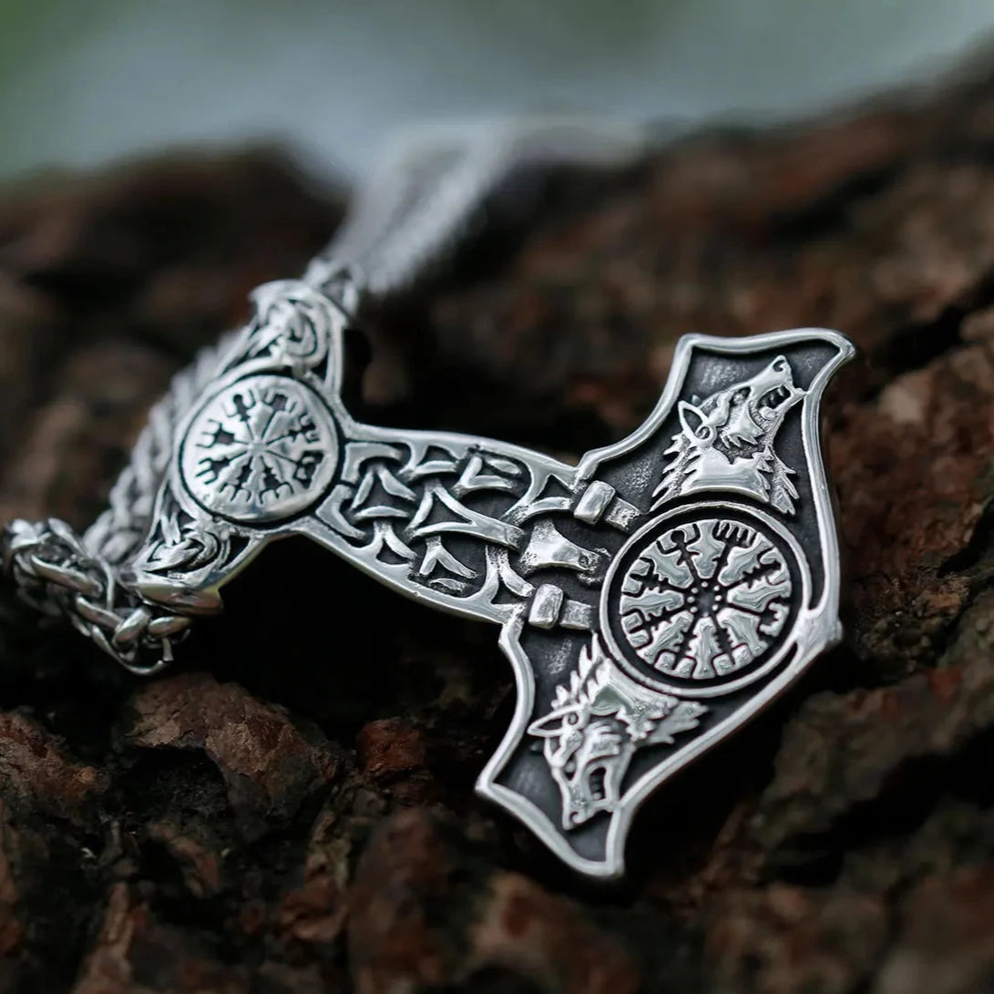 Wolves Mjolnir Necklace - Empire of the Gods