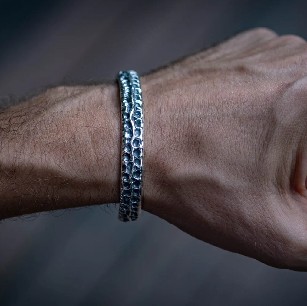 Silver Hammered Bangle - Empire of the Gods