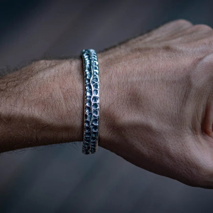 Silver Hammered Bangle - Empire of the Gods