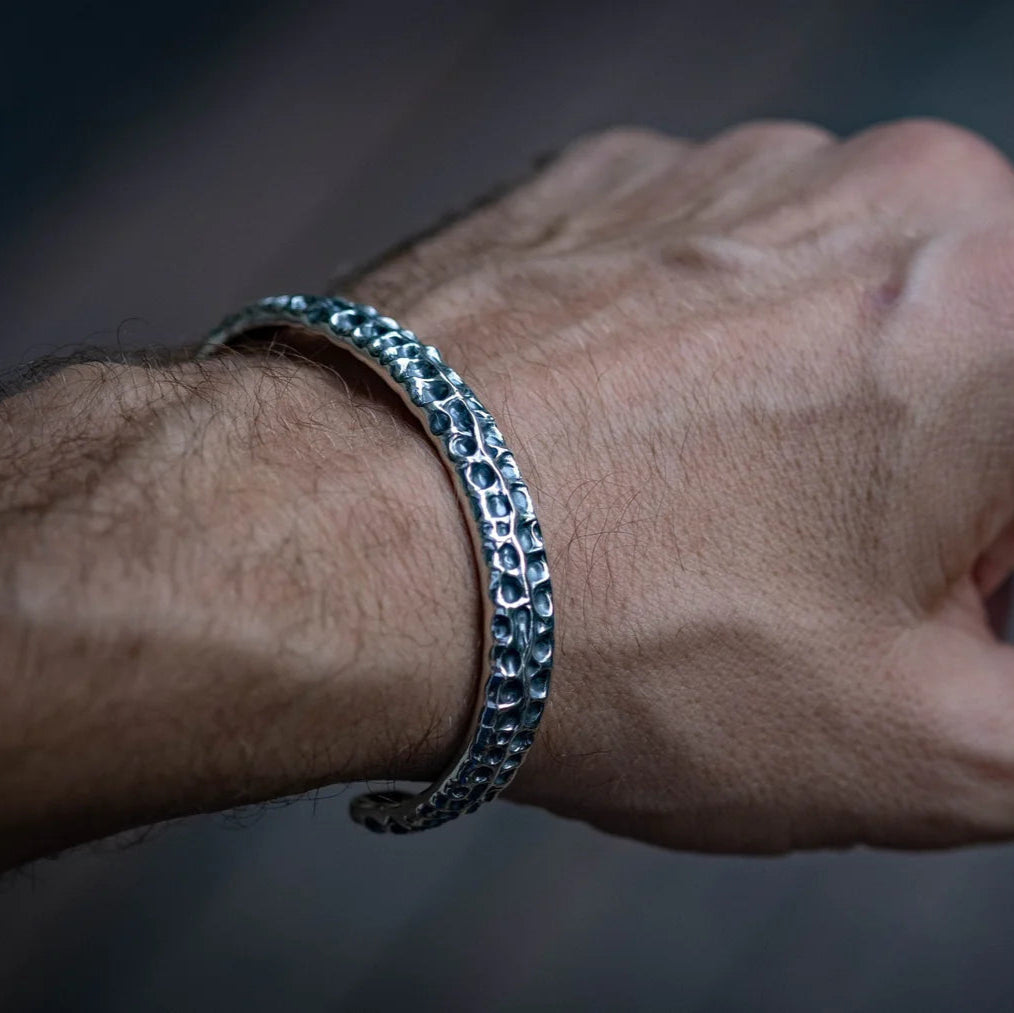 Silver Hammered Bangle - Empire of the Gods