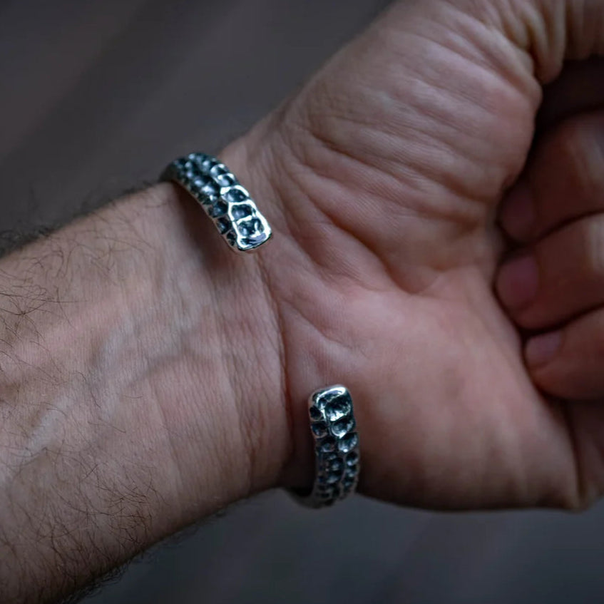 Silver Hammered Bangle - Empire of the Gods