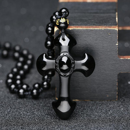 Obsidian Foo Dog Guardian Necklace