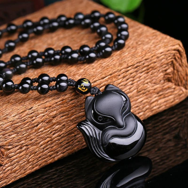 Obsidian Fox Necklace - Empire of the Gods