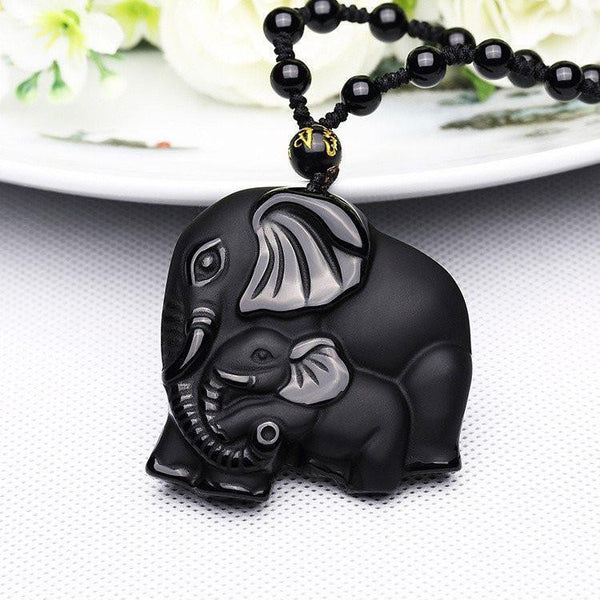 Obsidian Elephants Necklace - Empire of the Gods