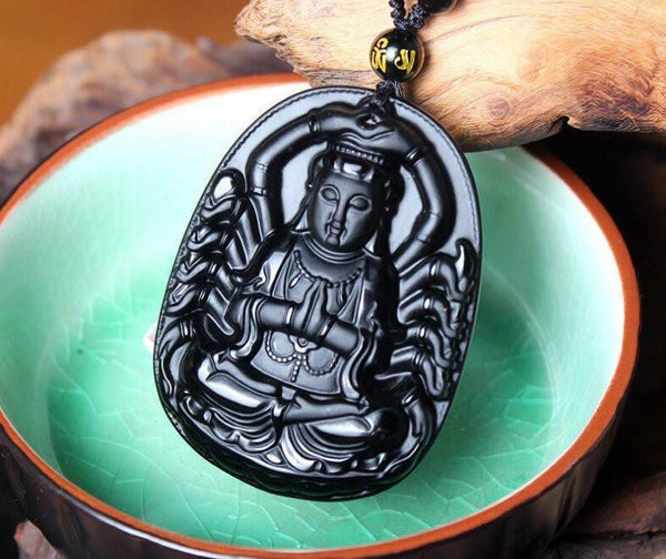 Obsidian Thousand Hands Of Buddha Necklace - Empire of the Gods