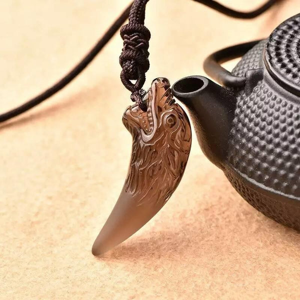 Ice Obsidian Wolf Fang Necklace - Empire of the Gods