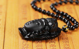 Obsidian Buddha Head Necklace - Empire of the Gods