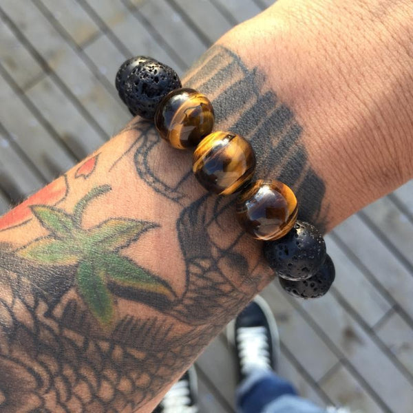 Volcanic Lava & Tiger Eye Bracelet - Empire of the Gods