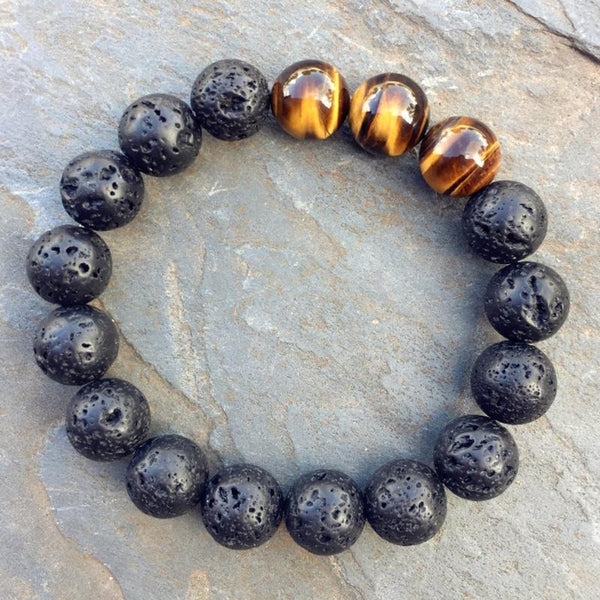 Volcanic Lava & Tiger Eye Bracelet - Empire of the Gods