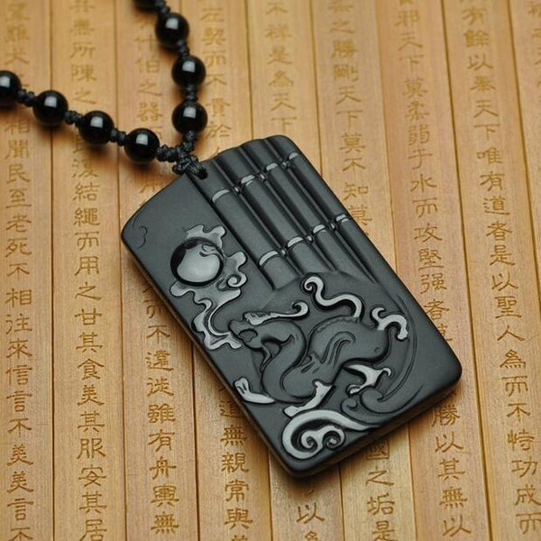Obsidian Azure Dragon Necklace - Empire of the Gods
