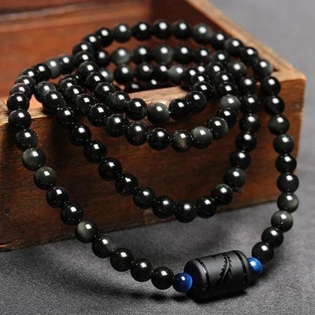 Black Obsidian Rainbow Eye Ball Pendant Necklace