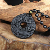 Obsidian Guardian Dragon Necklace - Empire of the Gods