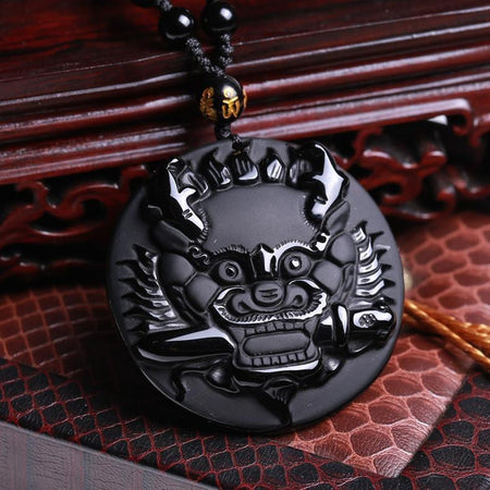 Obsidian Sun Dragon Necklace