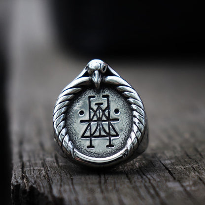 Raven Skull Rune Signet Ring - Empire of the Gods
