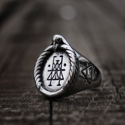 Raven Skull Rune Signet Ring - Empire of the Gods