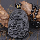 Obsidian Dragon & Phoenix Necklace - Empire of the Gods