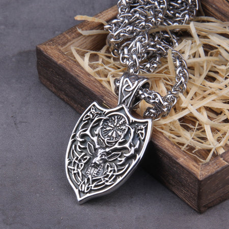 Wolf and Raven Mjolnir Necklace