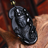 Obsidian Guan-Yin Buddha Necklace - Empire of the Gods