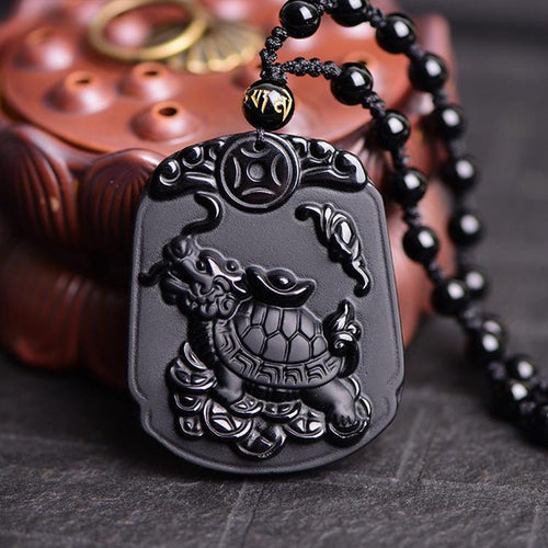 Obsidian Tortoise Necklace - Empire of the Gods