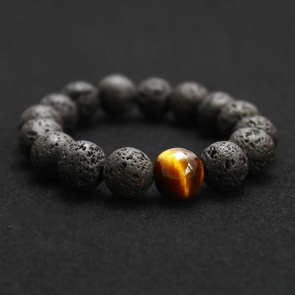 Volcanic Lava & Tiger Eye Bracelet - Empire of the Gods